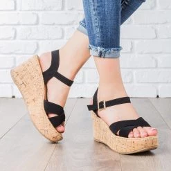 Unbranded/Generic Newest Arrivals Faux Leather Cork Wedges