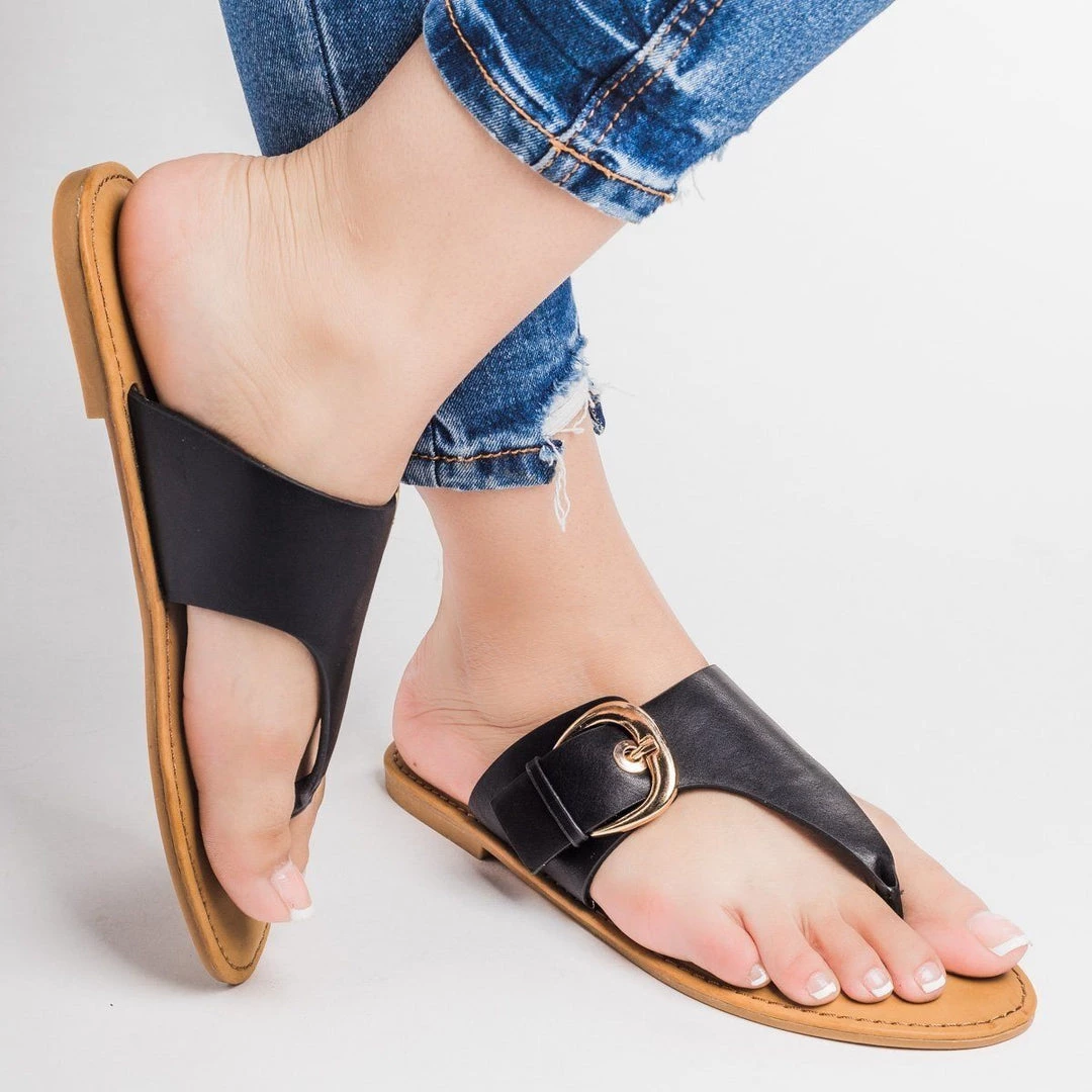 Bamboo Shoes Newest Arrivals Faux Leather Large Buckle Thongs 3 Bamboo Shoes Newest Arrivals Faux Leather Large Buckle Thongs