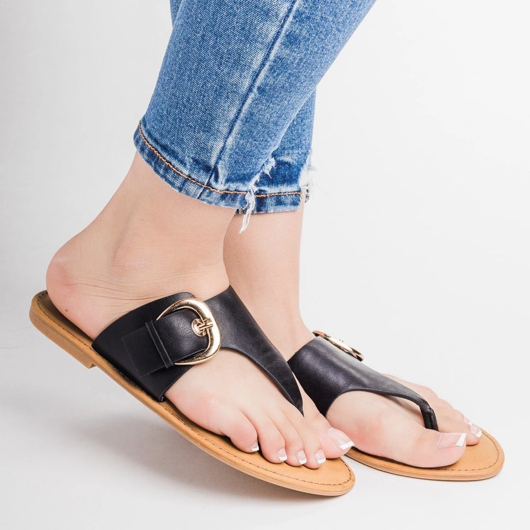 Bamboo Shoes Newest Arrivals Faux Leather Large Buckle Thongs 4 Bamboo Shoes Newest Arrivals Faux Leather Large Buckle Thongs
