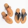 Bamboo Shoes Newest Arrivals Faux Leather Large Buckle Thongs