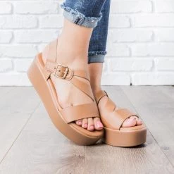 Bamboo Shoes Faux Leather Platform Sandals 10 Bamboo Shoes Faux Leather Platform Sandals