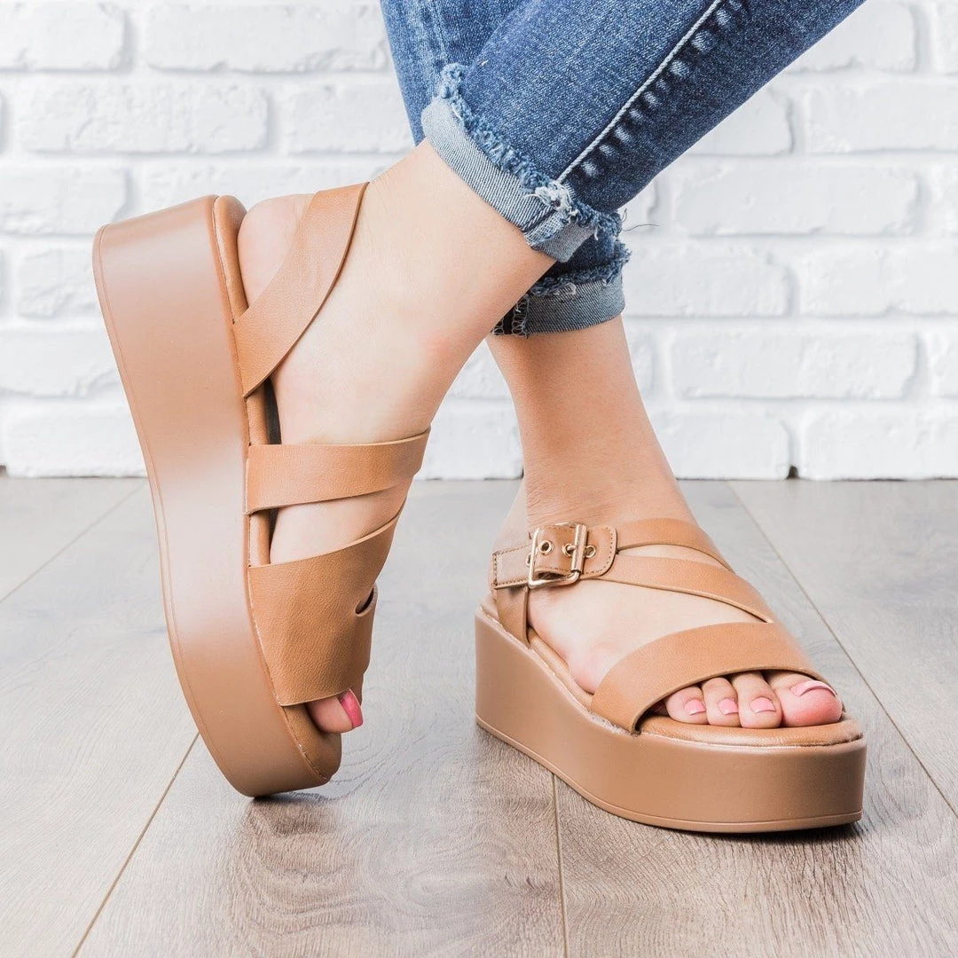 Bamboo Shoes Faux Leather Platform Sandals 6 Bamboo Shoes Faux Leather Platform Sandals