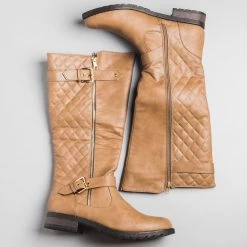 Glister Faux Leather Quilted Riding Boots Newest Arrivals