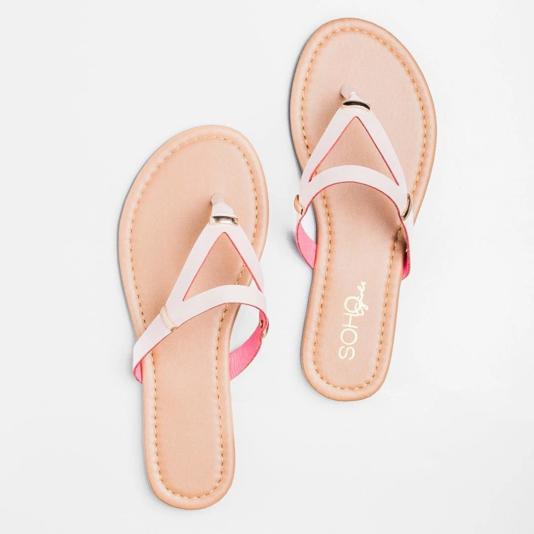 Soho Girls Faux Leather Triangle Flip Flops 2 Soho Girls Faux Leather Triangle Flip Flops