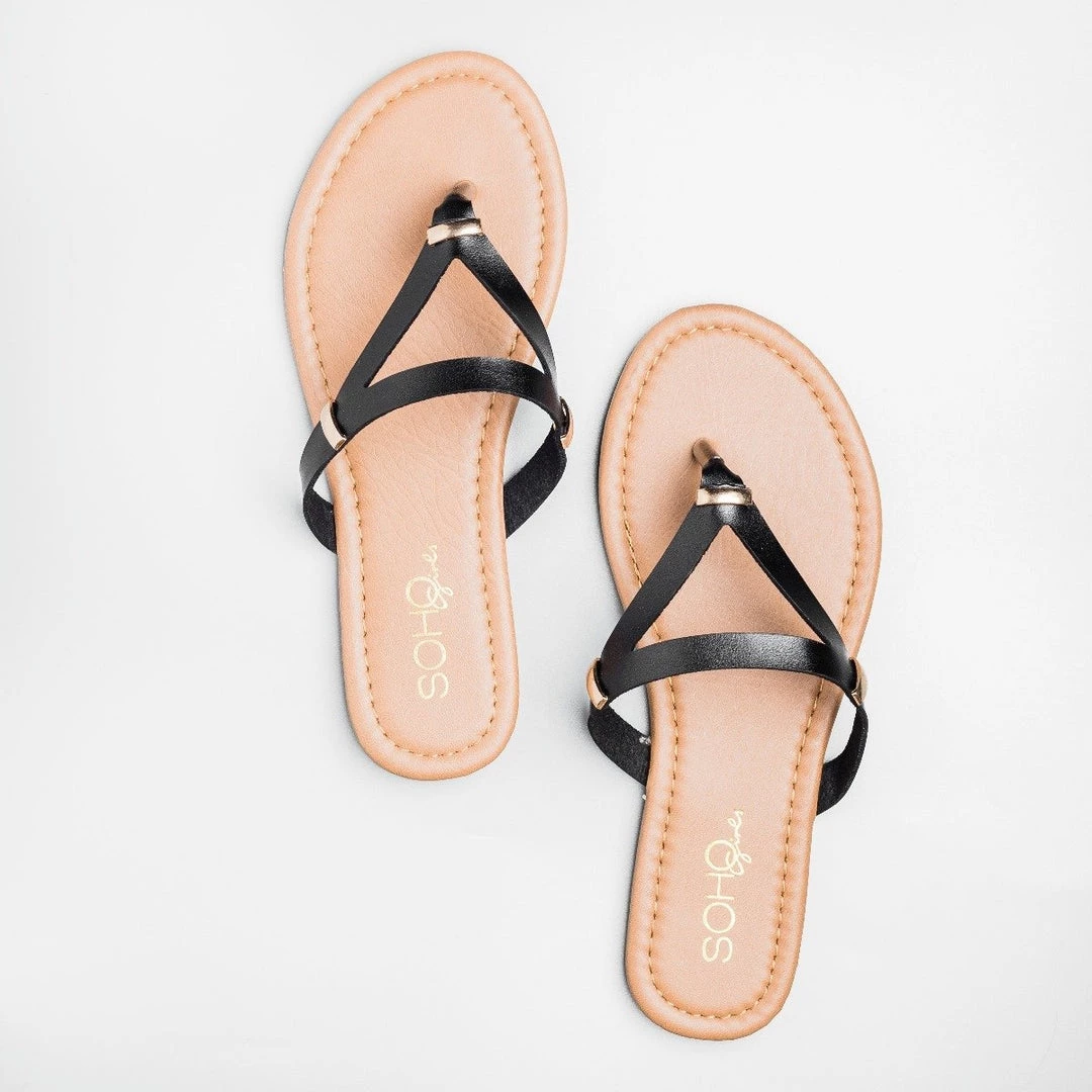 Soho Girls Faux Leather Triangle Flip Flops 1 Soho Girls Faux Leather Triangle Flip Flops