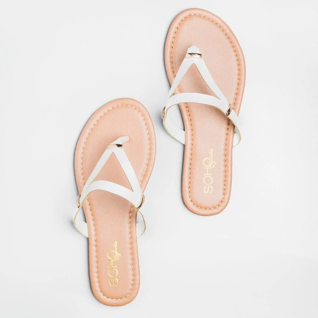 Soho Girls Faux Leather Triangle Flip Flops 3 Soho Girls Faux Leather Triangle Flip Flops
