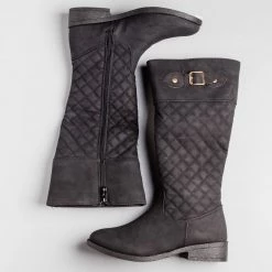 Weeboo Newest Arrivals Faux Nubuck Quilted Riding Boots