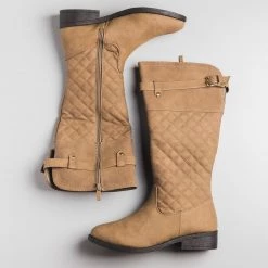 Weeboo Newest Arrivals Faux Nubuck Quilted Riding Boots