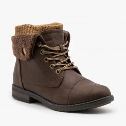Forever Newest Arrivals Faux Shearling Cuff Combat Boots FINAL SALE