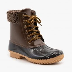Nature Breeze Newest Arrivals Faux Shearling Cuff Duck Boots