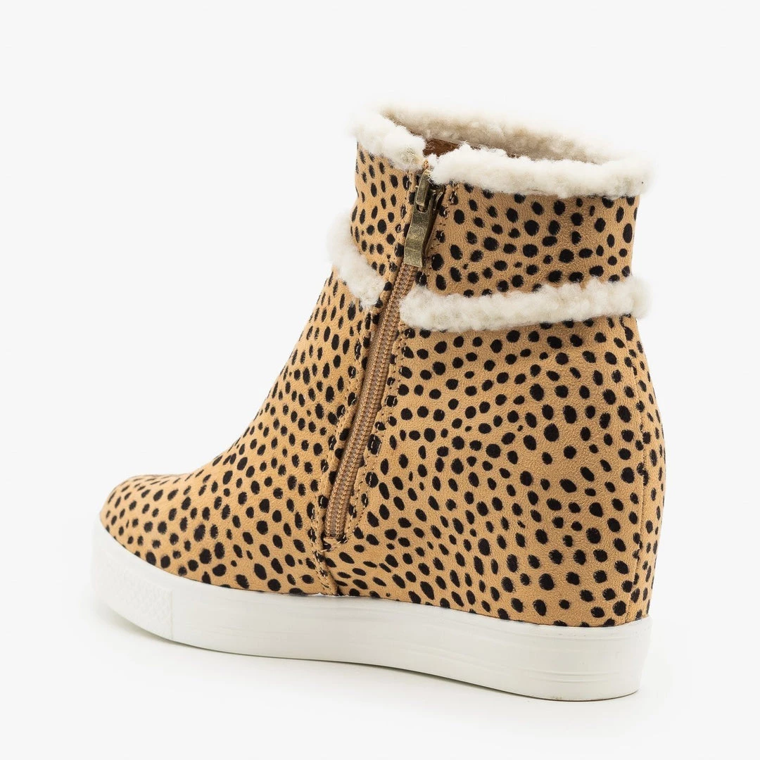 CCOCCI Faux Sherpa Cheetah Inner Wedge Sneakers 3 CCOCCI Faux Sherpa Cheetah Inner Wedge Sneakers