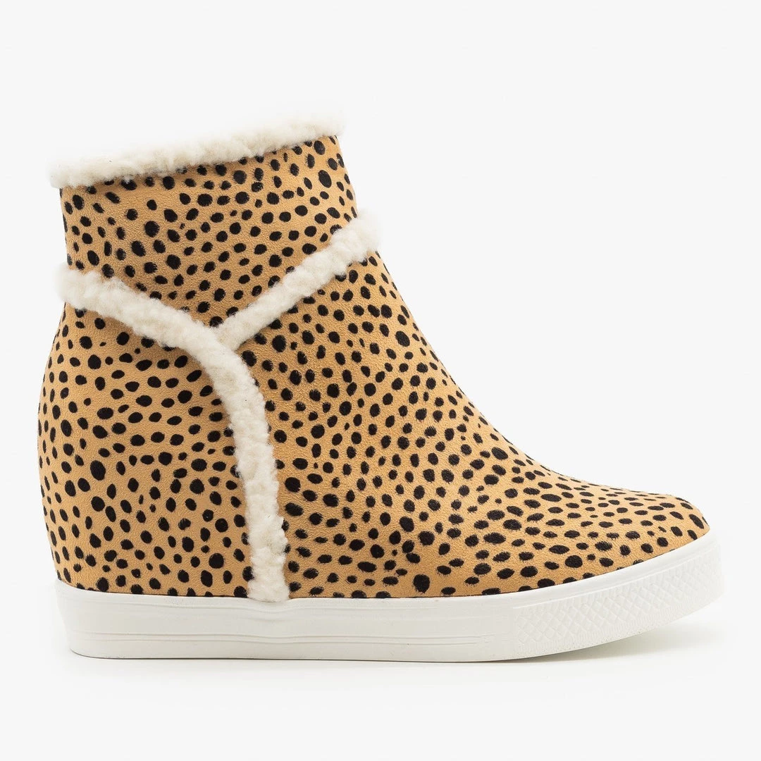 CCOCCI Faux Sherpa Cheetah Inner Wedge Sneakers 1 CCOCCI Faux Sherpa Cheetah Inner Wedge Sneakers