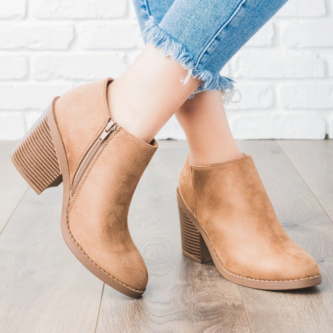 Soda Shoes Newest Arrivals Faux Suede Chunky Heel Fashion Booties 4 Soda Shoes Newest Arrivals Faux Suede Chunky Heel Fashion Booties