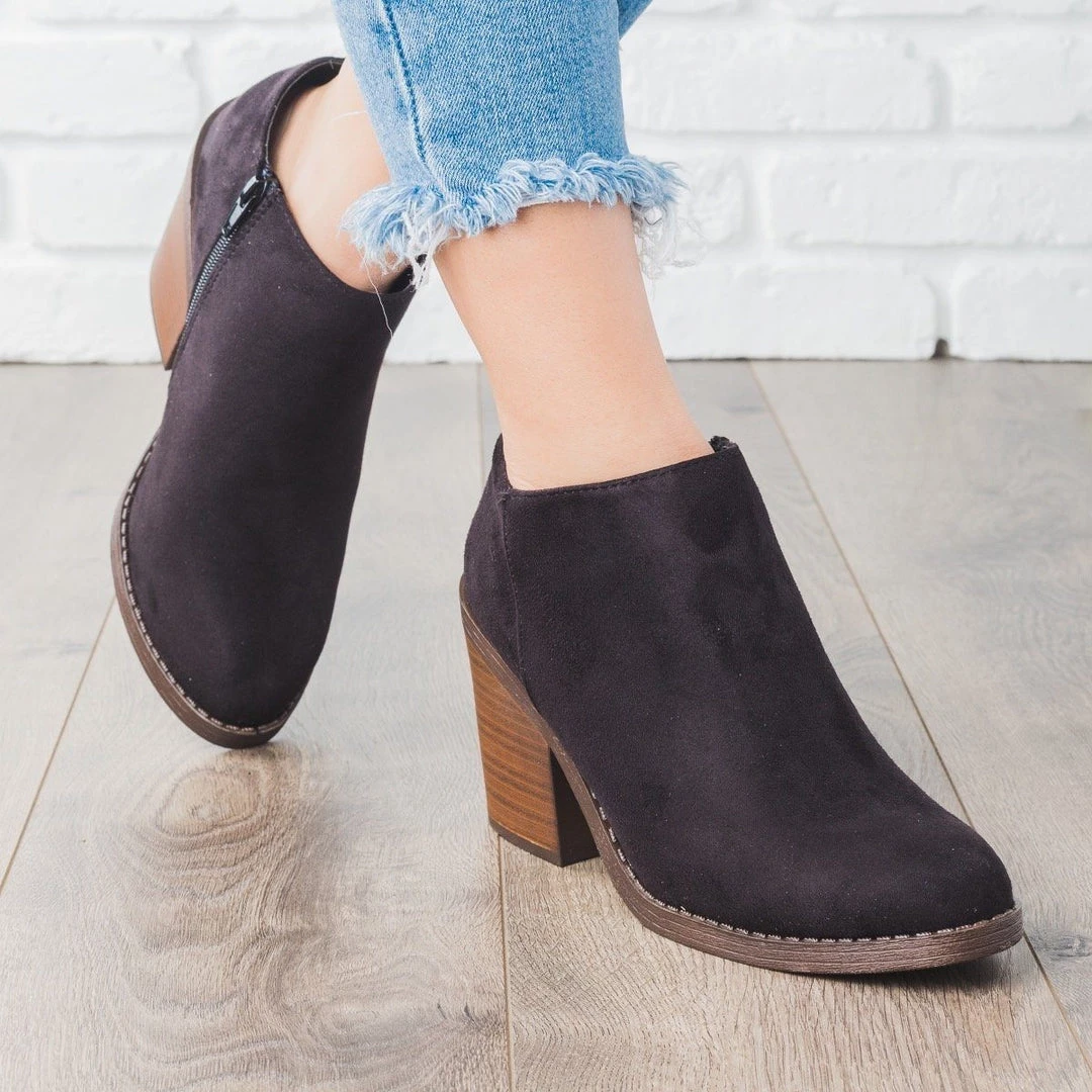 Soda Shoes Newest Arrivals Faux Suede Chunky Heel Fashion Booties 2 Soda Shoes Newest Arrivals Faux Suede Chunky Heel Fashion Booties