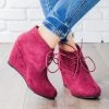 Bella Marie Faux Suede Lace-up Bootie Wedges