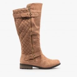 Forever Newest Arrivals Faux Suede Quilted Riding Boots