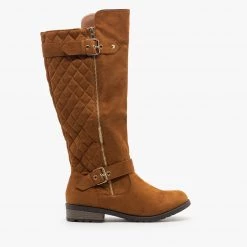 Forever Newest Arrivals Faux Suede Quilted Riding Boots