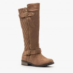 Forever Newest Arrivals Faux Suede Quilted Riding Boots