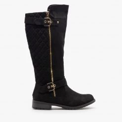 Forever Newest Arrivals Faux Suede Quilted Riding Boots