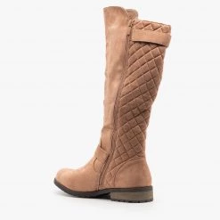 Forever Newest Arrivals Faux Suede Quilted Riding Boots