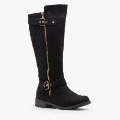 Forever Newest Arrivals Faux Suede Quilted Riding Boots