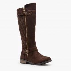 Forever Newest Arrivals Faux Suede Quilted Riding Boots