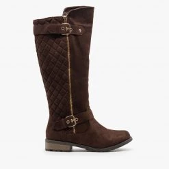 Forever Newest Arrivals Faux Suede Quilted Riding Boots