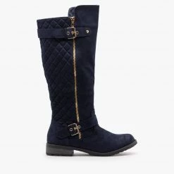Forever Newest Arrivals Faux Suede Quilted Riding Boots