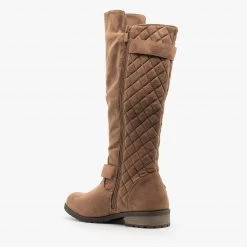 Forever Newest Arrivals Faux Suede Quilted Riding Boots