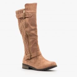 Forever Newest Arrivals Faux Suede Quilted Riding Boots