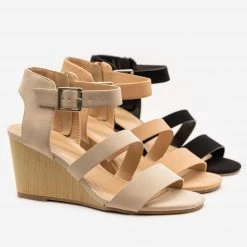Delicious Shoes Faux Wooden Sandal Wedges