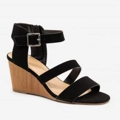 Delicious Shoes Faux Wooden Sandal Wedges