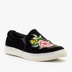 Soda Shoes Floral Decal Velvet Sneakers Newest Arrivals