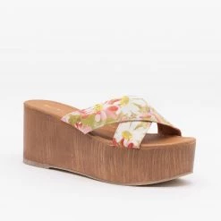 Qupid Shoes Floral Platform Sandal Wedges Newest Arrivals