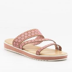 Bamboo Shoes Newest Arrivals Floral Rhinestone Slides