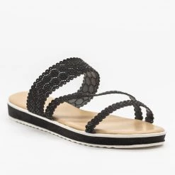 Bamboo Shoes Newest Arrivals Floral Rhinestone Slides