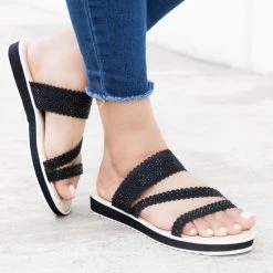 Bamboo Shoes Newest Arrivals Floral Rhinestone Slides