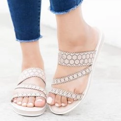 Bamboo Shoes Newest Arrivals Floral Rhinestone Slides