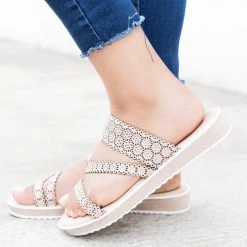 Bamboo Shoes Newest Arrivals Floral Rhinestone Slides