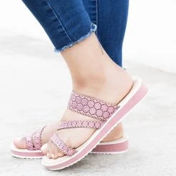 Bamboo Shoes Newest Arrivals Floral Rhinestone Slides