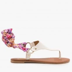 Qupid Shoes Newest Arrivals Floral Tie-Up Sandals