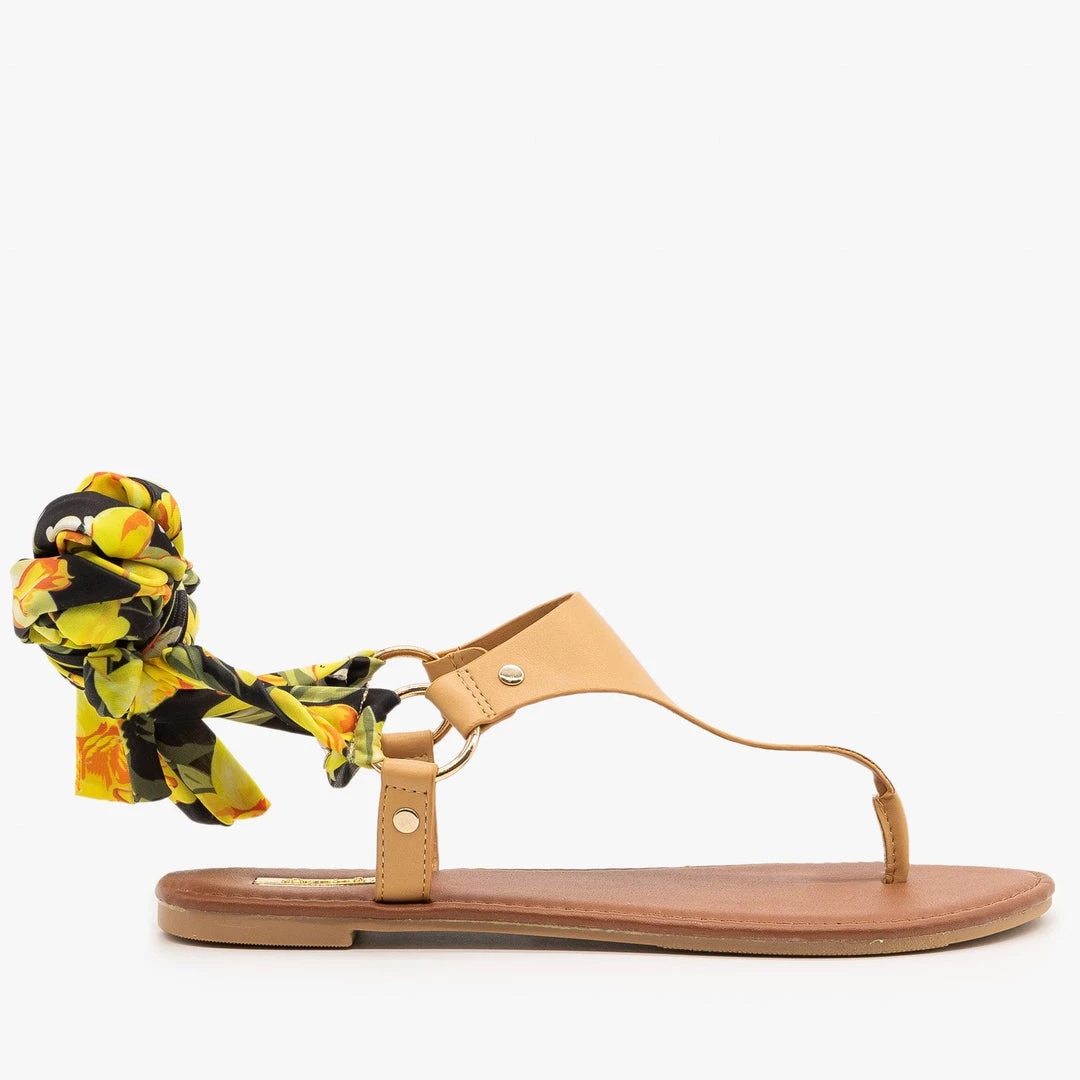 Qupid Shoes Newest Arrivals Floral Tie-Up Sandals 1 Qupid Shoes Newest Arrivals Floral Tie-Up Sandals