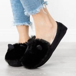 Refresh Newest Arrivals Fluffy Bunny Ear Loafer Slippers