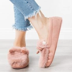 Refresh Newest Arrivals Fluffy Bunny Ear Loafer Slippers