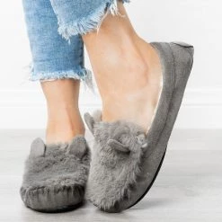 Refresh Newest Arrivals Fluffy Bunny Ear Loafer Slippers