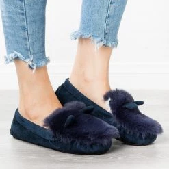 Refresh Newest Arrivals Fluffy Bunny Ear Loafer Slippers