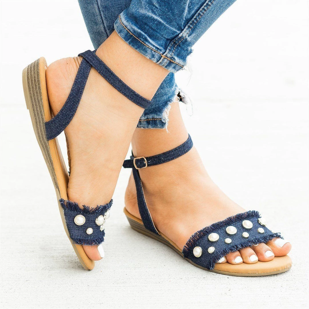 Refresh Frayed Edge Pearl Sandals Newest Arrivals 4 Refresh Frayed Edge Pearl Sandals Newest Arrivals