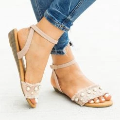 Refresh Frayed Edge Pearl Sandals Newest Arrivals