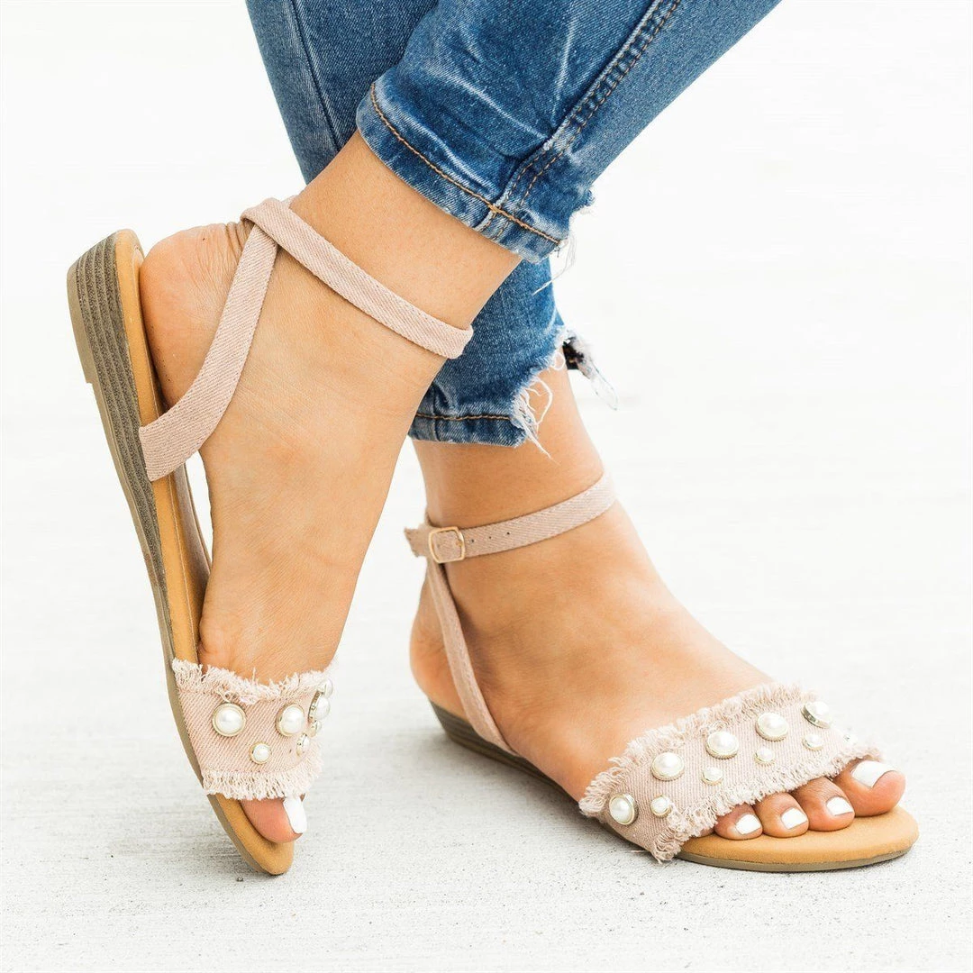 Refresh Frayed Edge Pearl Sandals Newest Arrivals 2 Refresh Frayed Edge Pearl Sandals Newest Arrivals