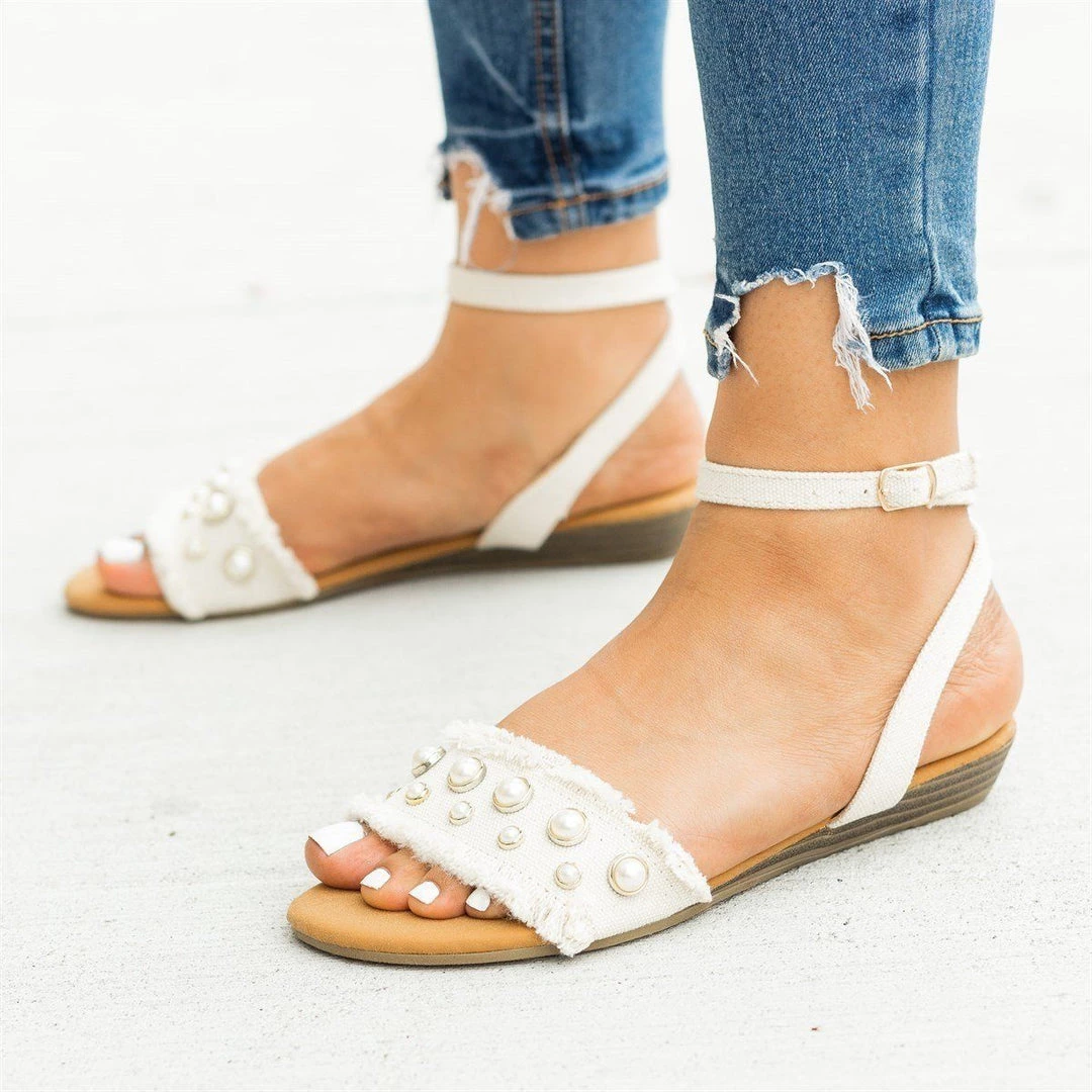 Refresh Frayed Edge Pearl Sandals Newest Arrivals 6 Refresh Frayed Edge Pearl Sandals Newest Arrivals